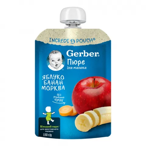 Пюре Gerber 150 г яблуко, банан, морква