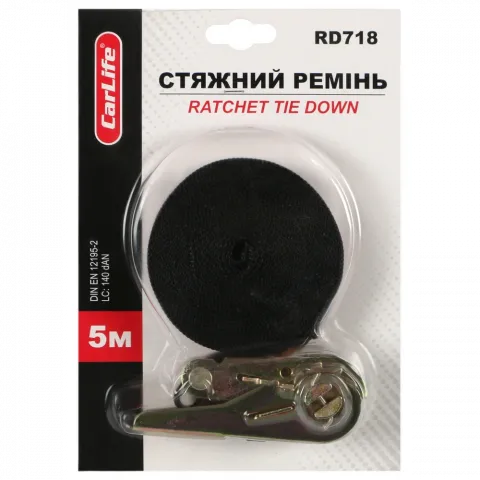 Ремінь стяжний з трещіткою 5 м/ 25 мм RD718