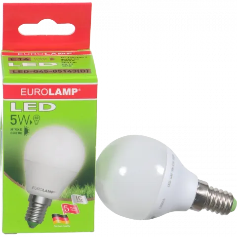 Лампа LED EuroLamp куля жовта 5 Вт Е14