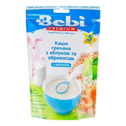 Каша Бебі Преміум 200 г мол. гречка-курага, яблуко
