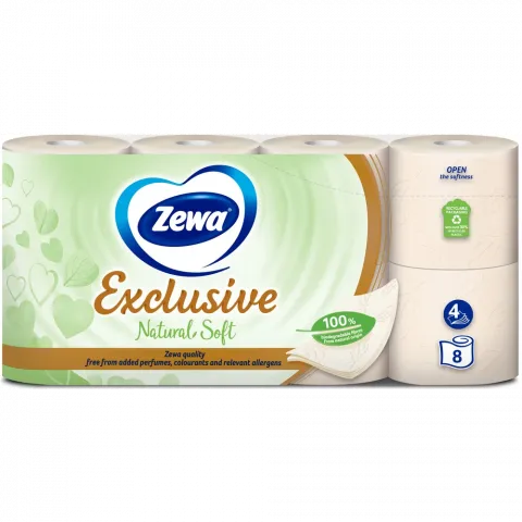Туалетний папір Zewa 8 шт. Exclusive Natural soft