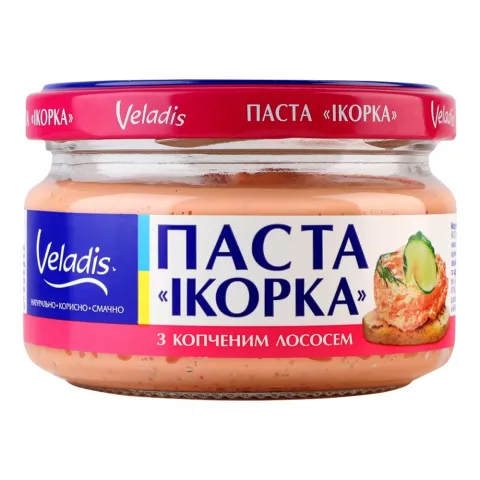 Паста ікорна Веладіс 160 г з шмат. копченого лосося