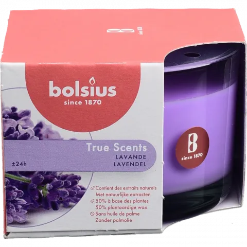 Свіча Bolsius в скл. аром. 63/90 True Scents Лаванда, 24 год., арт. 101926170477