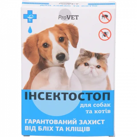 Краплі Природа ProVET Інсектостоп 6х0,8 мл д/дорослих котів і собак від бліх та кліщів PR020026