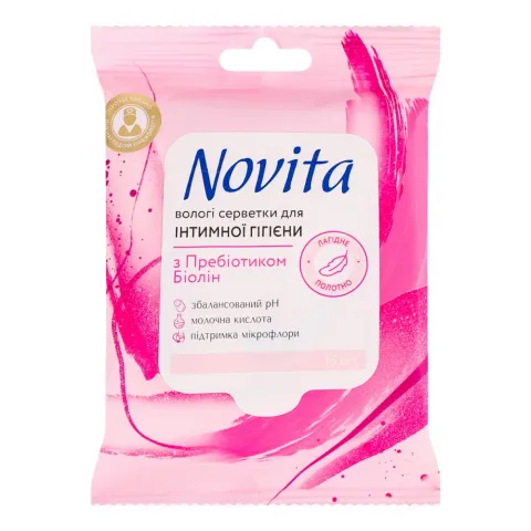 Серветки вологі Novita 15 шт. Intimate Soft