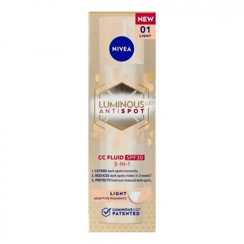 Флюїд тонувальний д/обличчя Nivea 40 мл Luminous 630 3в1 світлий SPF30
