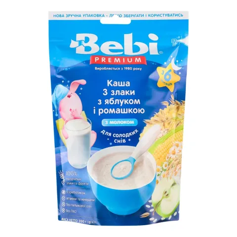 Каша Бебі Преміум 200 г 3 злака з яблуком і ромашкою