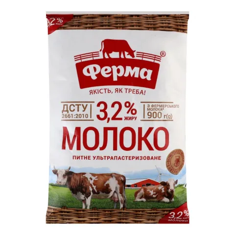 Молоко Ферма 900 г т/фін. 3,2