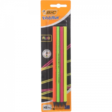 Олівці чорнограф. BIC Evolution Fluo 4 шт.