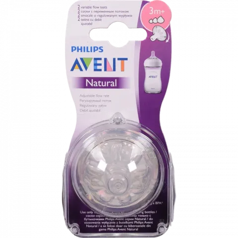 Соска AVENT силікон. Natural 3 міс.+ змін. потік 2 шт.