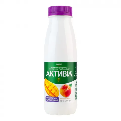 Біфідойогурт Активіа 0,8 290 г Персик-манго б/лактозний