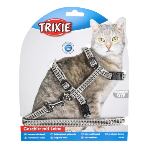 Повідець+шлея Trixie д/котів світловідб. 1,2х10 мм