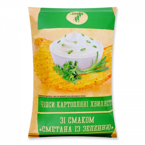Чипси 7`110 г хвилястізі смакомсметани та зелені`