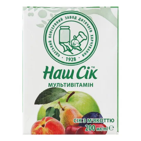 Сік Наш Сік 0,2 л т/п мультивітамінний