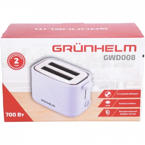 Тостер Grunhelm білий 700 Вт GWD008 66629
