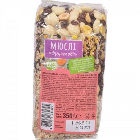 Мюслі Субота 350 г пак. 25 Фруктові