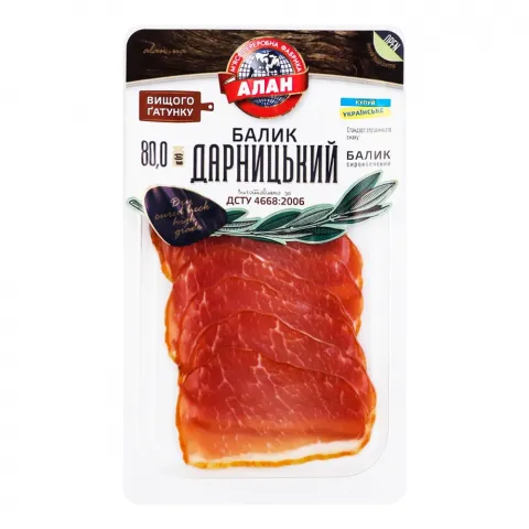 Балик Алан Дарницький 80 г наріз с/к в/ґ