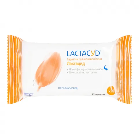 Серветки Лактацид 15 шт. Intimate wipes