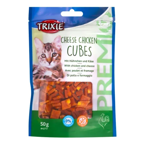 Ласощі д/котів Premio Cheese Chicken Cubes 50 г сир+курка кубики 42717