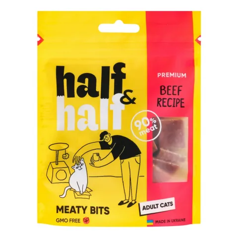 Ласощі д/котів HalfHalf 50 г з яловичиною