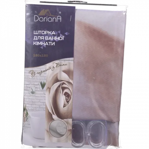 Шторка д/душу Dariana поліестер 180х180, фотопрінт, 12 кілець PHP-NUDE_ROSE
