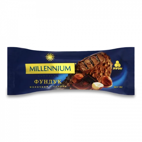 Морозиво Рудь 80 г ескімо Millennium мол. шок.-фундук