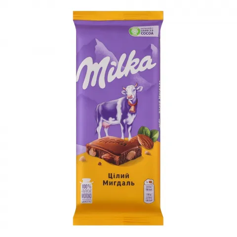 Шок Мілка 90 г цілий мигдаль
