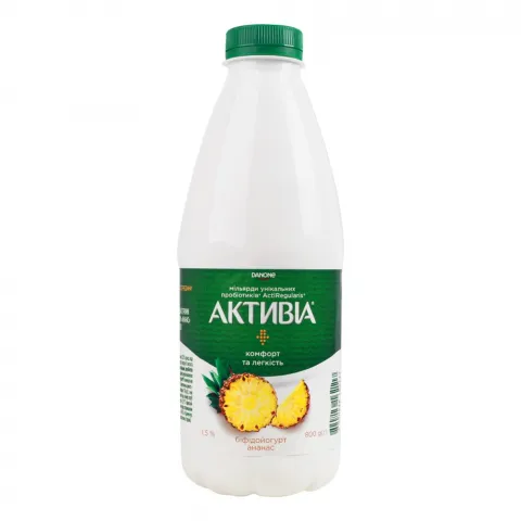 Біфідойогурт Данон Активіа 1,5 800 г бут. Ананас