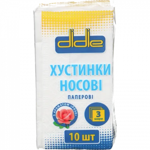 Хустинки нос. Didie 10 шт. 3 шарові з аром. троянди