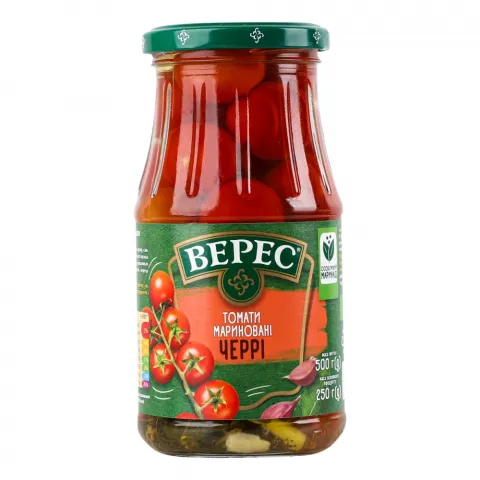 Конс Помідори Верес 500 г скл. марин. Чері