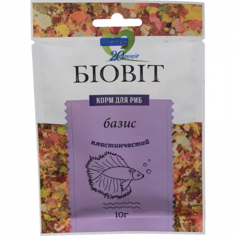 Корм Біовіт д/риб 10 г Базис пластинчатий