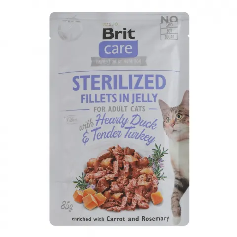 Корм д/котів стериліз. Brit Care 85 г пауч Філе в желе Качка та індичка