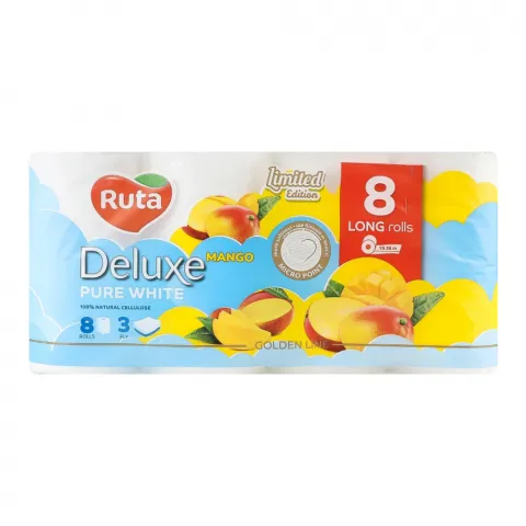 Туал. папір Рута 8 шт. Pure White Deluxe Манго білий 3 шар.