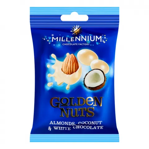Цукерки Драже Міленіум Golden Nut 100 г мигдаль/біл. шок. з кокосом