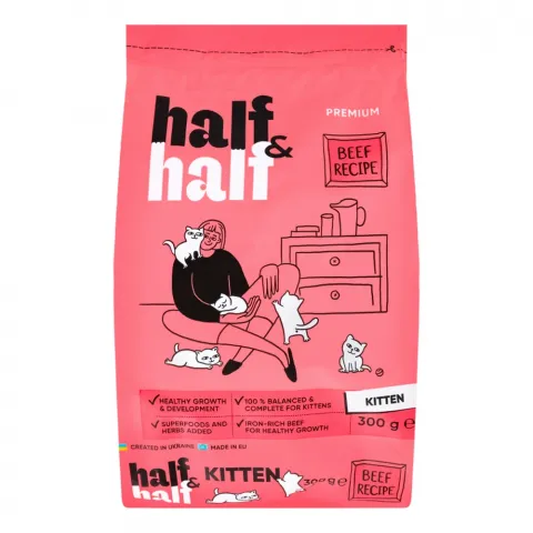 Корм д/кошенят HalfHalf 300 г з яловичиною