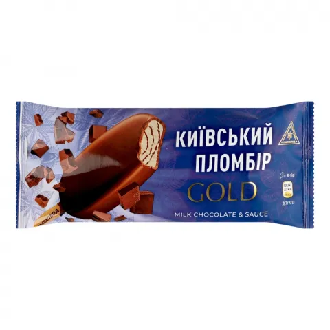 Морозиво Київський пломбір 80 г ескімо Gold в мол. шок. з шок. соусом