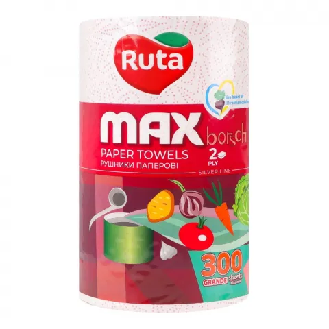 Рушники паперові Рута 1 шт. Max білі 2 шар.