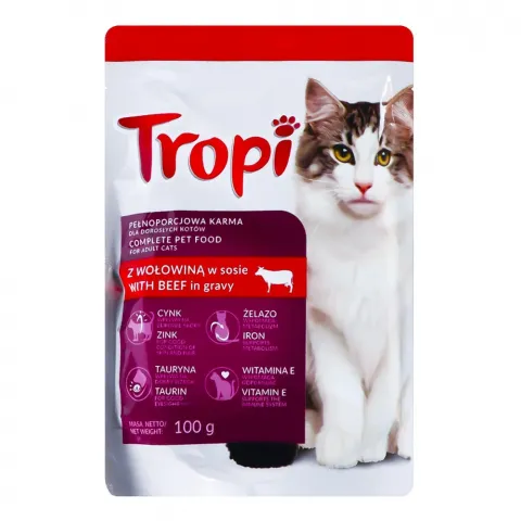 Корм д/котів TROPI 100 г пак. з яловичиною (Польща)
