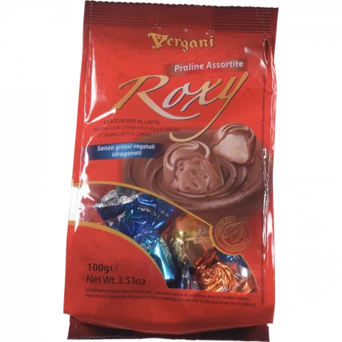 Цукерки Vergani 100 г Roxy з горіх. та молоч. кремом пак (Італія)