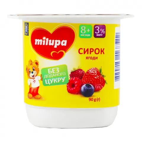 Сирок Мілупа 3 90 г стак. Ягоди