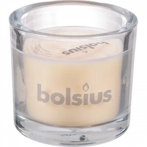 Свіча Bolsius в скл. 80/92 кремова, 29 год., арт. 103621880305