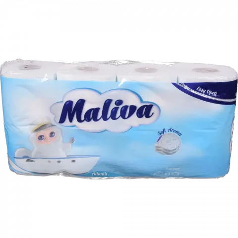 Туал. папір Maliva 8 рул. по 130 арк., 17 м, 3-х шар. Атлантік И005 (Болгарія)