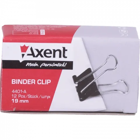 Затиск д/паперу Axent 19 мм чорний 4401-А