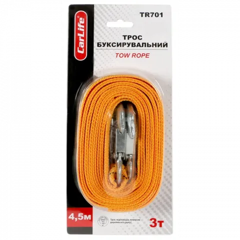 Трос стрічковий з металевими гачками 3 т/4,5 м TR701