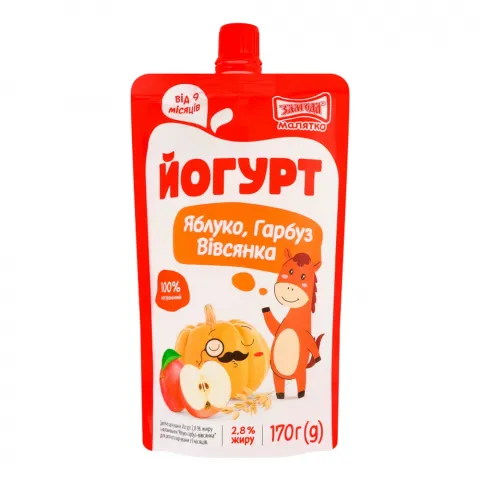 Йогурт Злагода 2,8 170 г д/пак. Яблуко-гарбуз-вівсянка