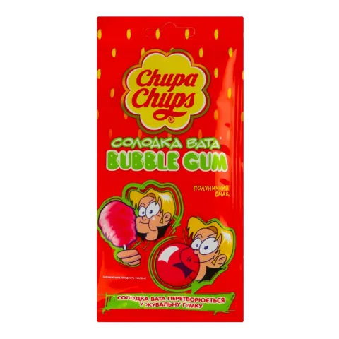 Жув. гумка Чупа Чупс 11 г Fairy Floss Strawberry Солодка вата