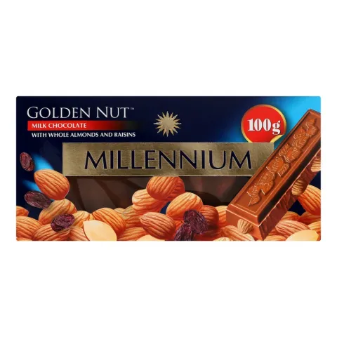 Шок Міленіум Gold 100 г мол. з цілим мигдалем та родзинками