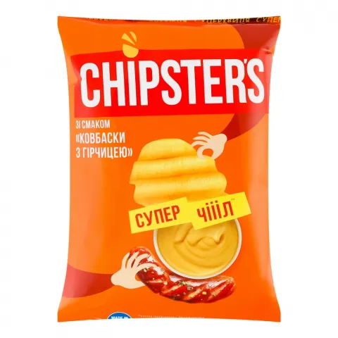Чипси Chipster`s 110 г зі смаком Ковбаски з гірчицею