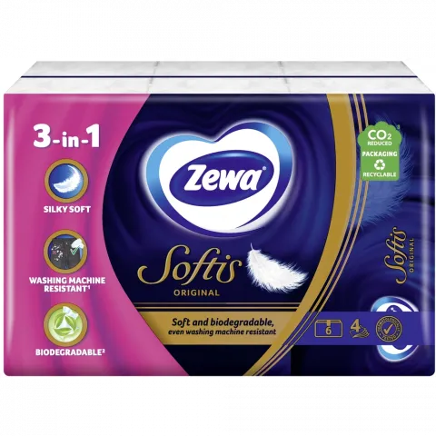 Хустинки нос. Zewa 6х9 шт. Softis Original