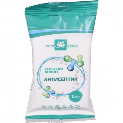 Серветки вологі Єврогруп 15 шт. Антисептик